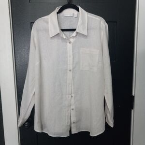 Susan Graver Pure Petite Cross-Dyed Linen Blend Tunic Shirt